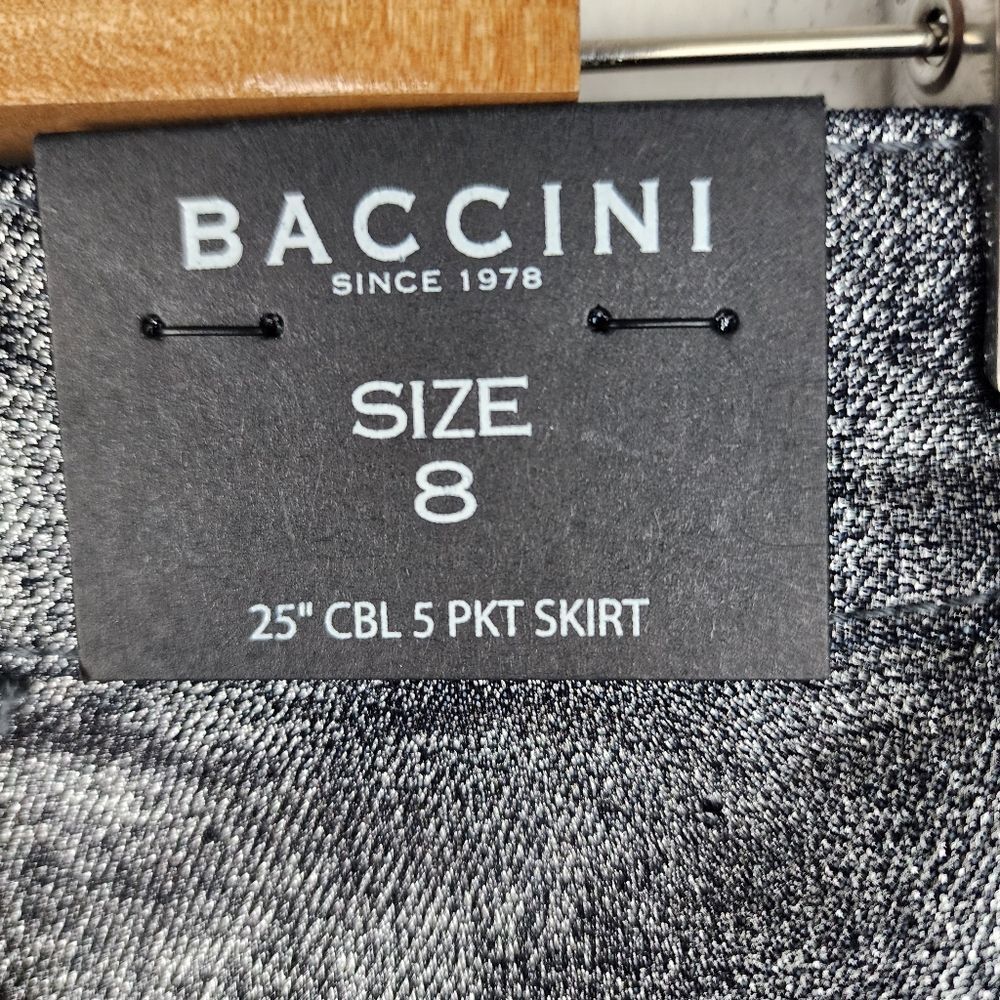 Baccini Metallic Jean Skirt Silver Denim Size 8 Fitted Pencil skirt - Picture 4 of 11